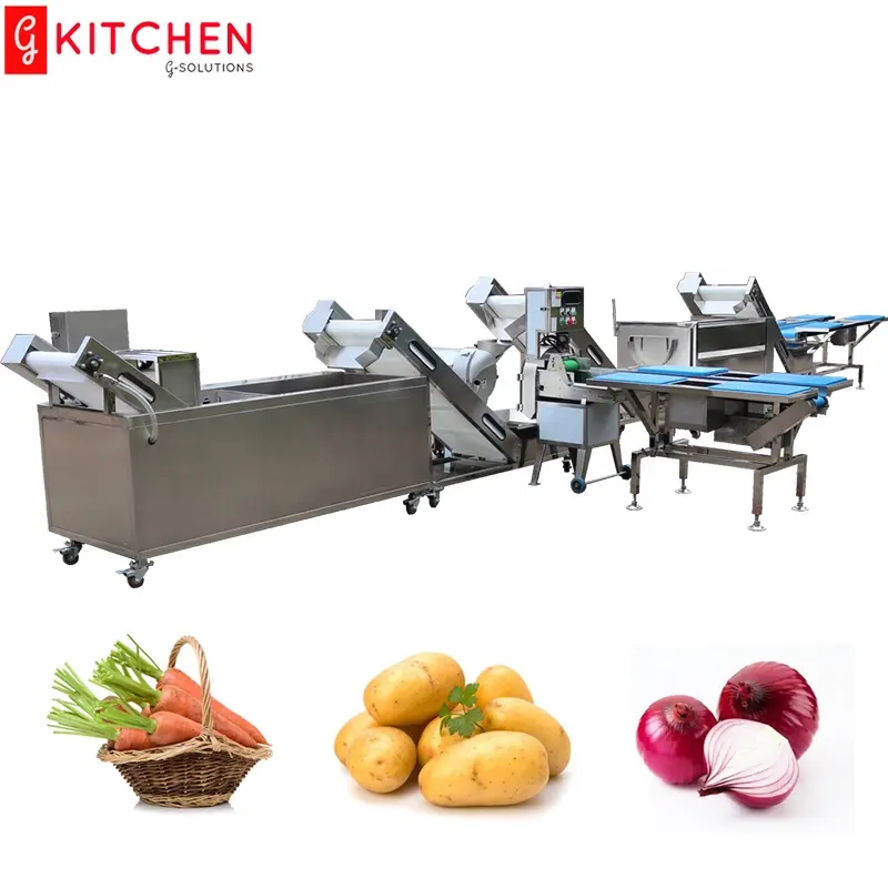 Industrielle kommerzielle automatische Gemüse wäsche Trocknen Chopper Maschine Produktions linie Obst Gemüse Verarbeitung maschinen