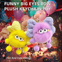 Porte-clés en peluche personnalisé en coton avec grands yeux amusants, jouet en tissu pour enfants et bébés, unisexe, vente en gros