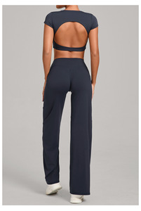 Ensemble de <span class=keywords><strong>yoga</strong></span> 2 pièces Tiktok <span class=keywords><strong>Hot</strong></span> <span class=keywords><strong>Sexy</strong></span> Hollow Out Crop Top Vêtements avec logo personnalisé pour femmes OEM XS Fitness Workout <span class=keywords><strong>Yoga</strong></span> Running Suits - Product Image 4