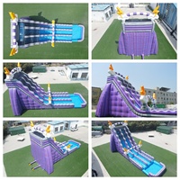 Tobogán Acuático Inflable Grande Directo de Fábrica, Tobogán Acuático Inflable Personalizado de Una o Dos Carriles con Piscina, para Negocios de Alquiler al Aire Libre