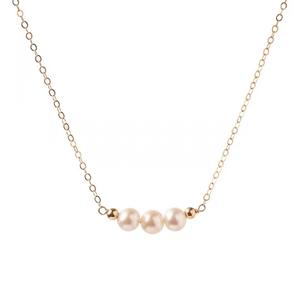 Collier populaire sur Instagram plaqué or 14 carats avec perles d'eau douce naturelles, tempérament simple, sourire rose, chaîne de clavicule violette - Product Image 5