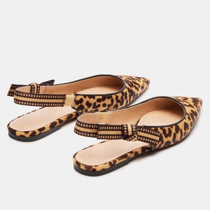Chaussures plates confortables pour femmes, style ballerine, décontractées, à la mode, Mary Jane, imprimé léopard, à bout pointu, avec bride arrière - Product Image 6