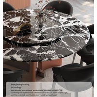 Table à manger ronde moderne noire en marbre, fabriquée en Chine, pour salle à manger