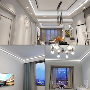 Lámpara lineal de ángulo superior de 45x45mm, ángulo de techo libre para sala de estar, lámpara de línea de yeso luminosa LED de 45 grados, perfil de aluminio - Product Image 3