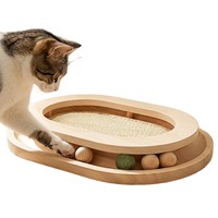 Tapis d'escalade et griffoir de luxe en laine pour chat, jouet interactif avec circuit de balles et broyeur de griffes pour chats d'intérieur, design moderne et sûr