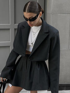 <span class=keywords><strong>Completo</strong></span> da donna elegante estivo 2026 Y2K di tendenza: <span class=keywords><strong>completo</strong></span> due pezzi <span class=keywords><strong>con</strong></span> <span class=keywords><strong>blazer</strong></span> a risvolto e gonna corta a pieghe - Product Image 1