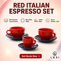 Tasse et soucoupe à café personnalisées Scarlet Cobalt pour Espresso, Cappuccino, Latte, style café italien, bar, Malt Granite Shed LEX