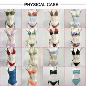 Baju Renang Wanita Seksi Motif Segitiga Mikro String Tanga Bikini Set Dua Potong High-Cut yang Dapat Disesuaikan untuk Pantai - Product Image 4
