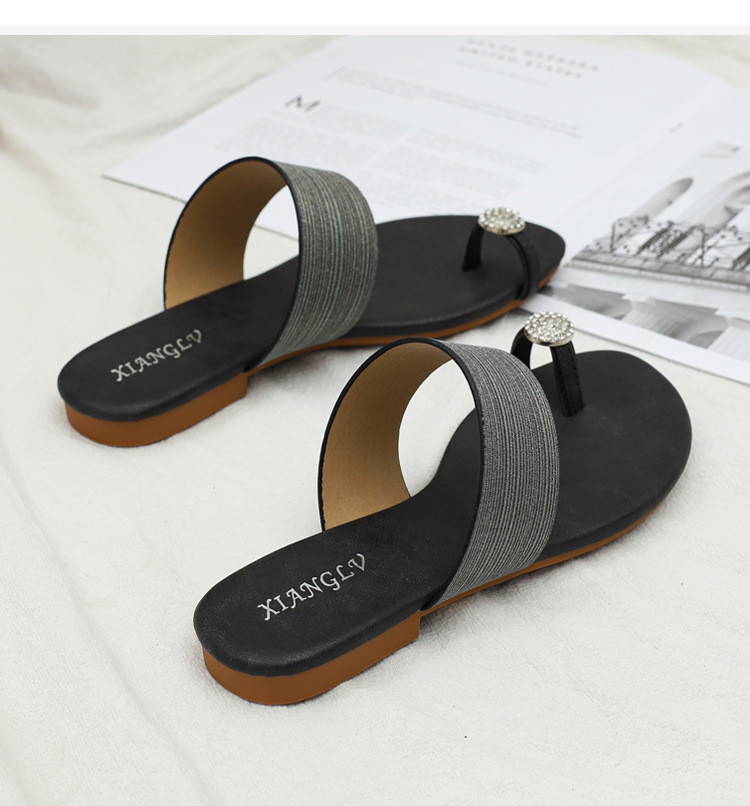 Women Flat Slides Sandals Summer Casual Beach Slippers Ladies Crystal Rhinestone Sandals