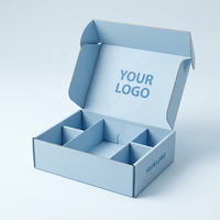 Boîte d'expédition en carton ondulé bleu clair personnalisée avec insert, type avion, pour colis à compartiments, emballage cadeau
