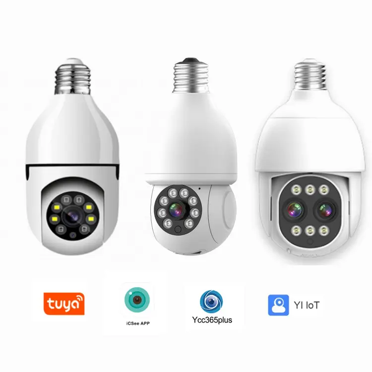 Yiiot Tuya Icsee Night Vision Full Color Human Tracking Indoor Security YIIOT 720P E27 360 degree light bulb Surveillance Camera