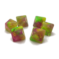 Dés personnalisés en acrylique marbré 20 mm (7 pièces) pour jeux de rôle D&D, jeu de société, jeu de dés polyédriques, collection Pearl Family Toys Party Roll Play