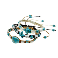 Bracelet hawaïen en gros, bracelet en pierre naturelle turquoise, cordon ciré tressé, bracelets d'été pour la plage
