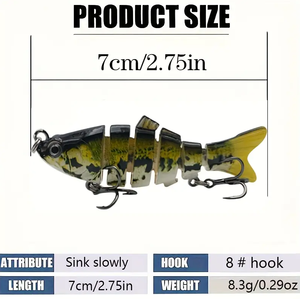 New 7cm 8.3g Bionic 6 <strong>Segmented</strong> Swimbait Hard Plastic Fishing Lure Multi-Jointed ABS Material for Saltwater Fish Sea Bass Pike - Product Image 2