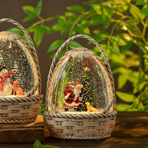 Nouveau panier de fleurs père noël résine ornements vent lampe neige boîte à musique boule de cristal cadeau enfants haut de gamme - Product Image 2