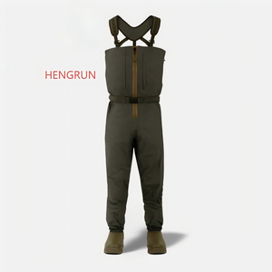 Waders de pêche à la mouche pour hommes en tissu respirant OEM/ODM, 4-5 couches imperméables avec <span class=keywords><strong>bottes</strong></span> en caoutchouc, waders de poitrine - Product Image 2