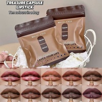 Ensemble de 10 mini rouges à lèvres en capsule, fini mat velours, longue tenue, imperméable, anti-transfert, haute pigmentation, rouge à lèvres liquide brun