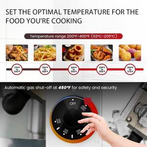 Gewerbliche Gas-Fritteuse aus Edelstahl mit 5 Brennern, 34-45 kg Fassungsvermögen, 150.000 BTU/h, Einstellbarer Thermostat für Neugründungen - Product Image 6