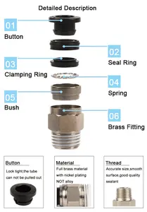 Pneumatic Parts PU/PC/PL/PX/SL/PH/PV/PE/PY/PG/PW/PEG Water Pipe Connnetors Pneumatic Plastic Air Hose 1 Touch Fittings