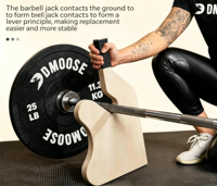Barbell Jack Lifting Pry Bar : Barre de levage efficace pour la chargement de plaques de poids et l'aide au soulevé de terre, en bois, pour la musculation en salle de sport