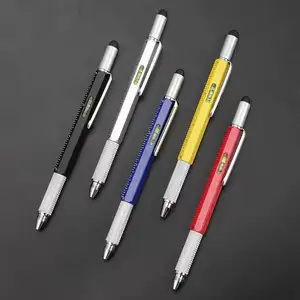 7 in1 çok fonksiyonlu tükenmez kalem Modern el aracı ölçü teknik cetvel tornavida dokunmatik ekran Stylus ruh kalem