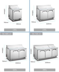 Commercial 60 "salade compteur refroidisseur Style américain en acier inoxydable 2 portes Table de préparation réfrigérateur refroidissement affichage salade - Product Image 4