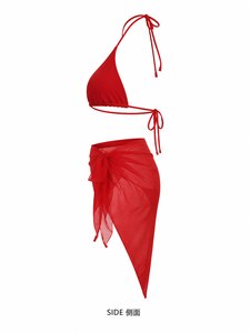 Solid Color Halter <b>Bikini</b> <b>Set</b> <b>Triangle</b> Beachwear Two Piece Swimwear for Women - Product Image 2