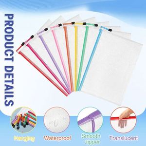 PVC Clear Mesh Document Organizer A4 Size - Zippered <b>File</b> Pouch For Office School Business Travel Portfolio Storage - Product Image 3