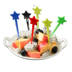 Großhandel Kunststoff Obst gabel Einweg Mini Gabel Kuchen Sushi Stick Pentagramm Form
