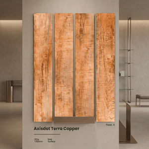 Azulejo de Porcelana con Textura de Madera Natural Axisdot Terra Copper de 200*1200 mm, con Acabado Mate y Superficie con Efecto de Madera Marrón Rústico - Product Image 1