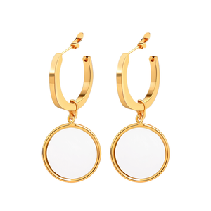 Fashion Dangle Earrings 316L Stainless Steel PVD Gold Plating Sustainable Resistant Round Drop Design - Product Image 2
