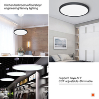 Panneau LED moderne 24W plafonnier CCT DIM pour bureau à domicile plastique IP44 corps sans scintillement 3000K couleur pour salon
