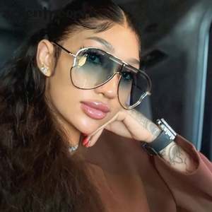 Gafas de Sol de Piloto con Marco Grande para Mujer, Moda de Lujo 2025, UV400, Lentes Huecas de una Pieza, Tamaño Extra Grande - Product Image 5