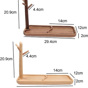 Wooden Key Storage Tray <b>Tree</b> Branch Design 29.4cm <b>Standing</b> Rack Home Decoration - Product Image 1