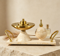 Brûleur d'encens arabe de luxe en pierre naturelle, ensemble de brûleurs de Bakhoor antiques Haramain pour la fragrance d'intérieur, décoration de la maison pour le Ramadan et l'Aïd, cadeau