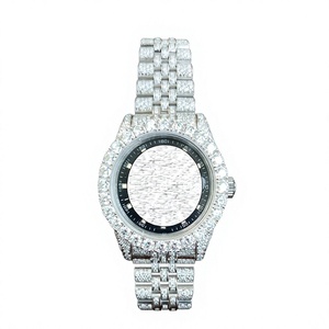 Montre de luxe pour homme en acier inoxydable avec moissanite, cadran rond, mouvement à quartz, fermoir déployant, verre saphir, lumineuse, tendance - Product Image 1