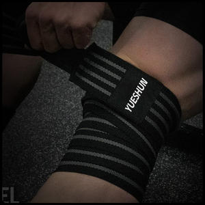 Tali selutut poliester elastis perekat diri perban kuat kebugaran kompresi tali lutut pelindung olahraga Gym untuk angkat beban - Product Image 4