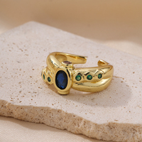 De Oval Cut Colorful Cubic Zirconia Ring Brass Colorful Gemstone Zirconia Rings Gemstones 5A Cubic Zirconia Brass Rings