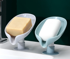 Soporte de jabón de plástico con forma de hoja de loto, moderno, con ventosa, sin perforaciones, para drenaje en el baño, venta al por mayor - Product Image 3
