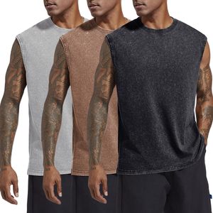 เสื้อยืดแขนกุดผ้าฝ้ายฟอกทรงโอเวอร์ไซส์สไตล์วินเทจสำหรับผู้ชาย พร้อมส่ง เหมาะสำหรับใส่เที่ยวเล่นช่วงฤดูร้อน - Product Image 3