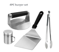 Kit de presse à smash burger 3/4/5/6 pièces, pour hamburgers, viande, steak, cuisson sur surface plane, grillades, plaque chauffante en acier inoxydable, accessoires pour plancha