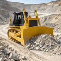 Bouteur lourd de 54 tonnes avec lame de 16 m³ et ripper pour le dégagement et le remblaiement de terrains glacés et de roches dures