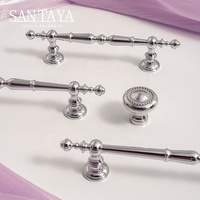 Poignée de meuble Santaya en laiton massif chromé argent brillant, pour armoires de cuisine, tiroirs et placards, poignées de luxe pour meubles