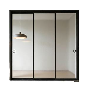 Porte coulissante insonorisée en alliage d'aluminium à <span class=keywords><strong>cadre</strong></span> ultra-fin, design moderne, <span class=keywords><strong>double</strong></span> vitrage trempé, pour salon, école, intérieur - Product Image 4
