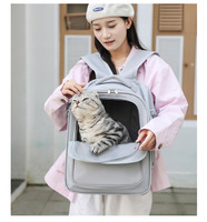 Sac à dos de transport pour animaux de compagnie en tissu Oxford respirant, pliable, transparent, grande capacité, portable, pour chats et chiens, pour l'extérieur