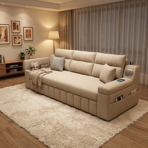 Divano Letto Pieghevole in Tessuto <span class=keywords><strong>Beige</strong></span> - Divano Multifunzionale per <span class=keywords><strong>Arredamento</strong></span> Accogliente di Soggiorno <span class=keywords><strong>e</strong></span> Piccoli Spazi - Product Image 3