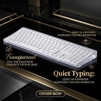 Clavier Bluetooth ISO 9001, clavier sans fil transparent, 109 touches, BT, taille standard, frappe silencieuse, base en cristal pour ordinateur