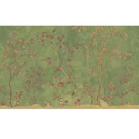 Tissu mural auto-adhésif imperméable à l'eau, imprimé animalier style chinois vert, pour fond de télévision domestique, murale personnalisée sans couture
