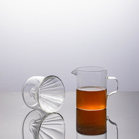 Carafe à café en verre double couche écologique et résistante à la chaleur avec filtre et entonnoir à café à dégoulinement rayé réutilisable