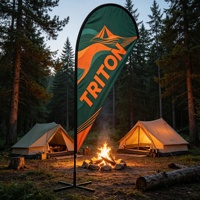 Drapeau à plumes personnalisé avec base de support, logo personnalisé, kit de bannière publicitaire pour salon professionnel en extérieur